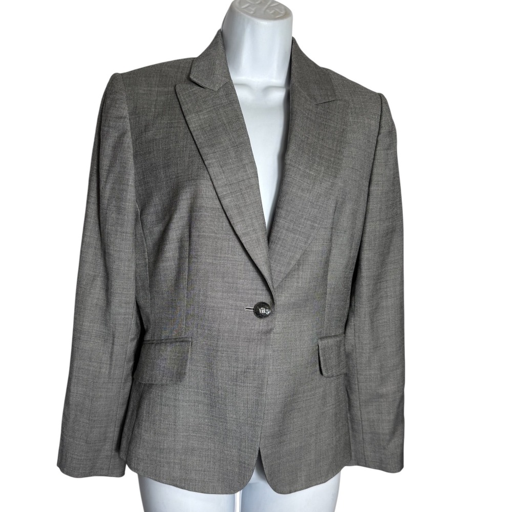 Tahari Blazer Size 10 Petite Black & White Blended Wool blend‎ Jacket 🖤🖤